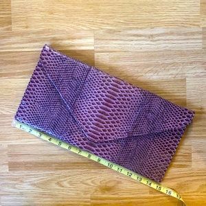 Burgundy Faux Snake Clutch